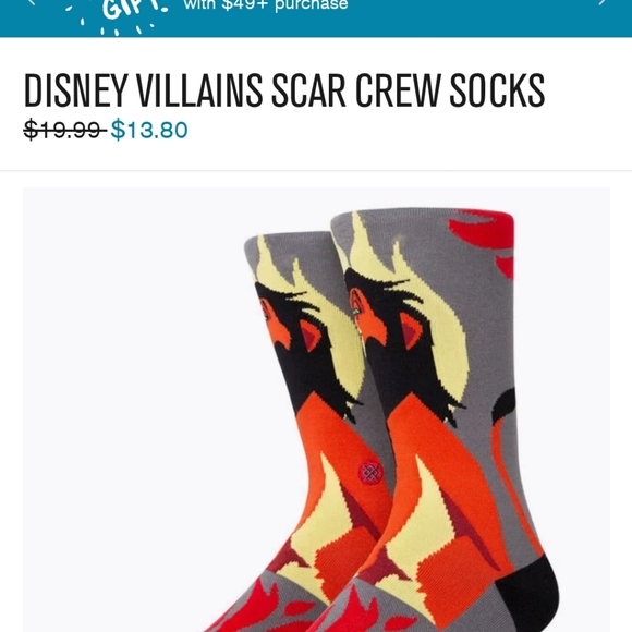 NWT Men's Disney Villains Scar Stance Crew Socks - Picture 10 of 10